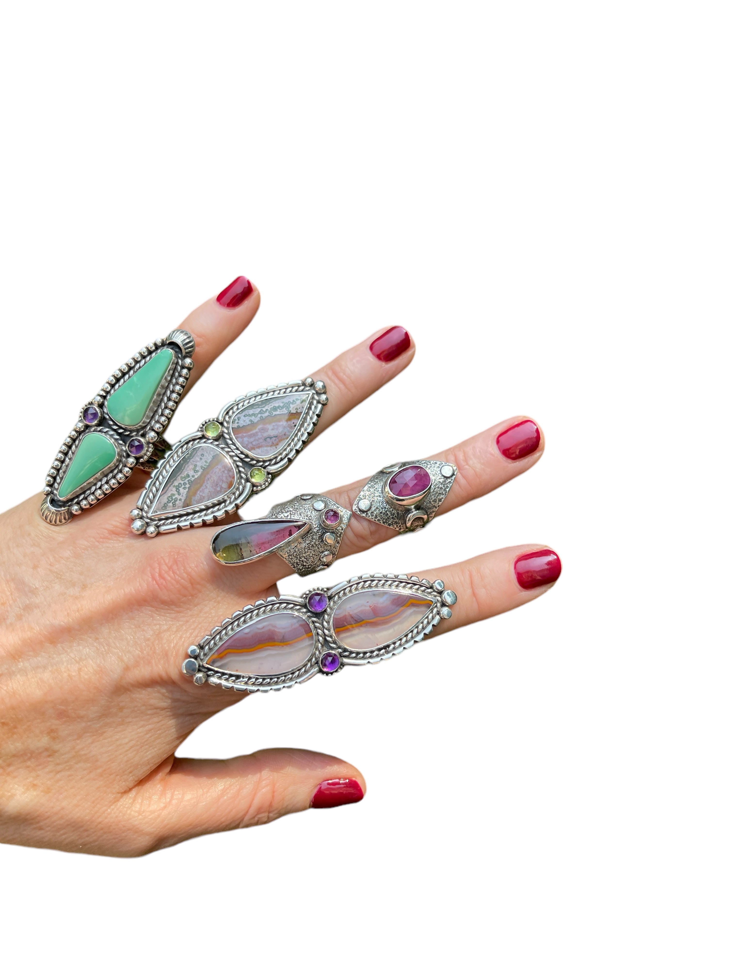 Turquoise Amethyst Statement Ring Size 7.5-7.75