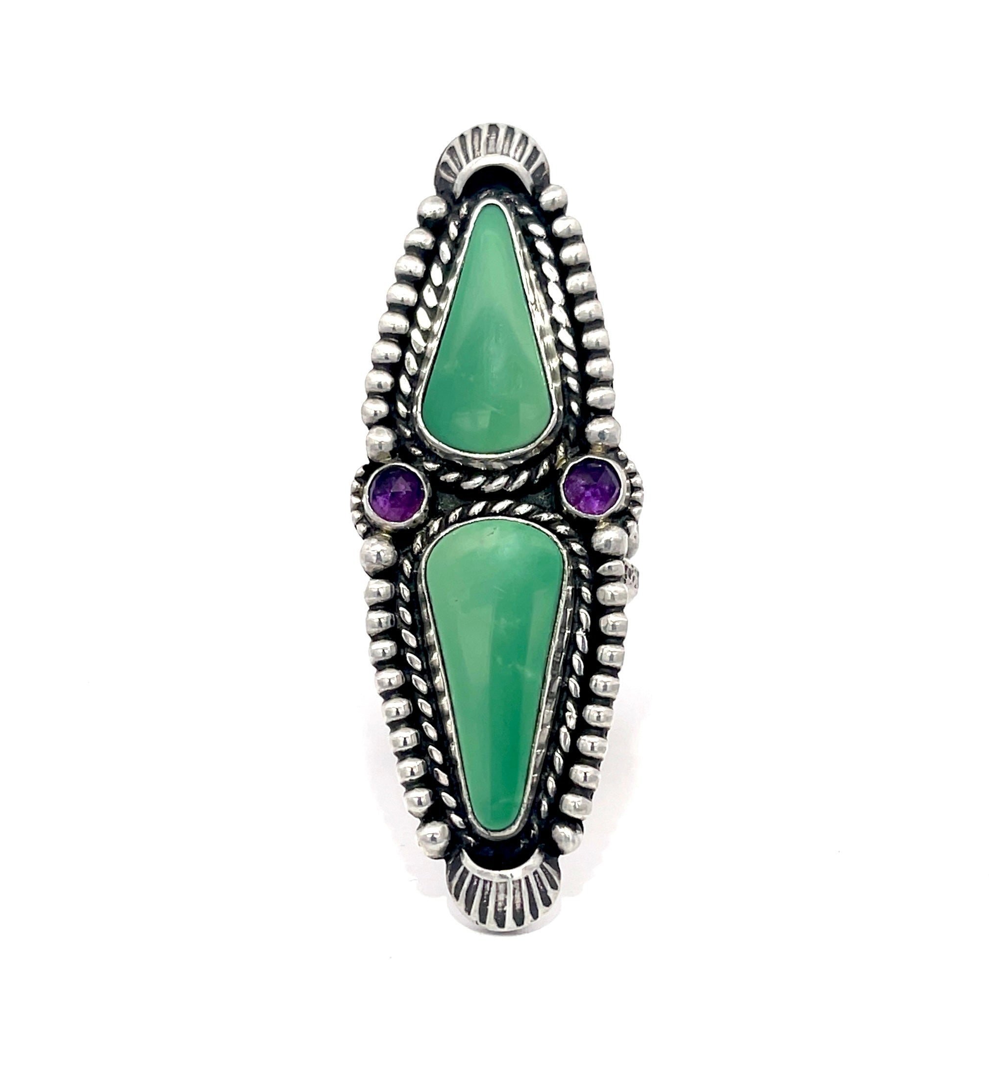 Turquoise Amethyst Statement Ring Size 7.5-7.75