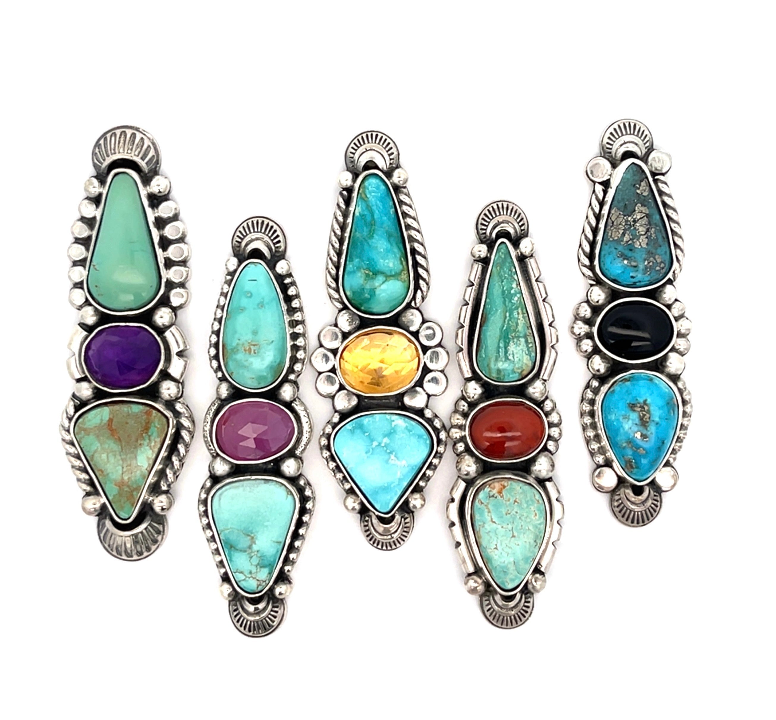 Turquoise Amethyst Statement Ring Size 9