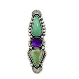Turquoise Amethyst Statement Ring Size 9