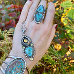 Turquoise Citrine Peridot Celestial Pendant Necklace