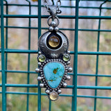 Turquoise Citrine Peridot Celestial Pendant Necklace