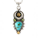 Turquoise Citrine Peridot Celestial Pendant Necklace