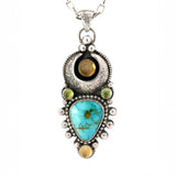 Turquoise Citrine Peridot Celestial Pendant Necklace