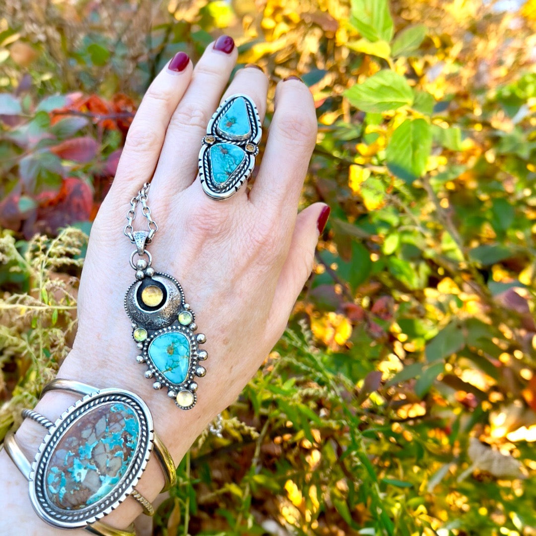 Turquoise Citrine Ring Size 8.5