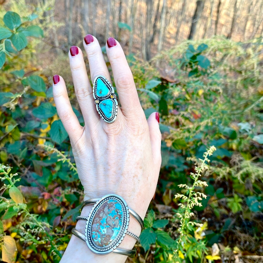 Turquoise Citrine Ring Size 8.5