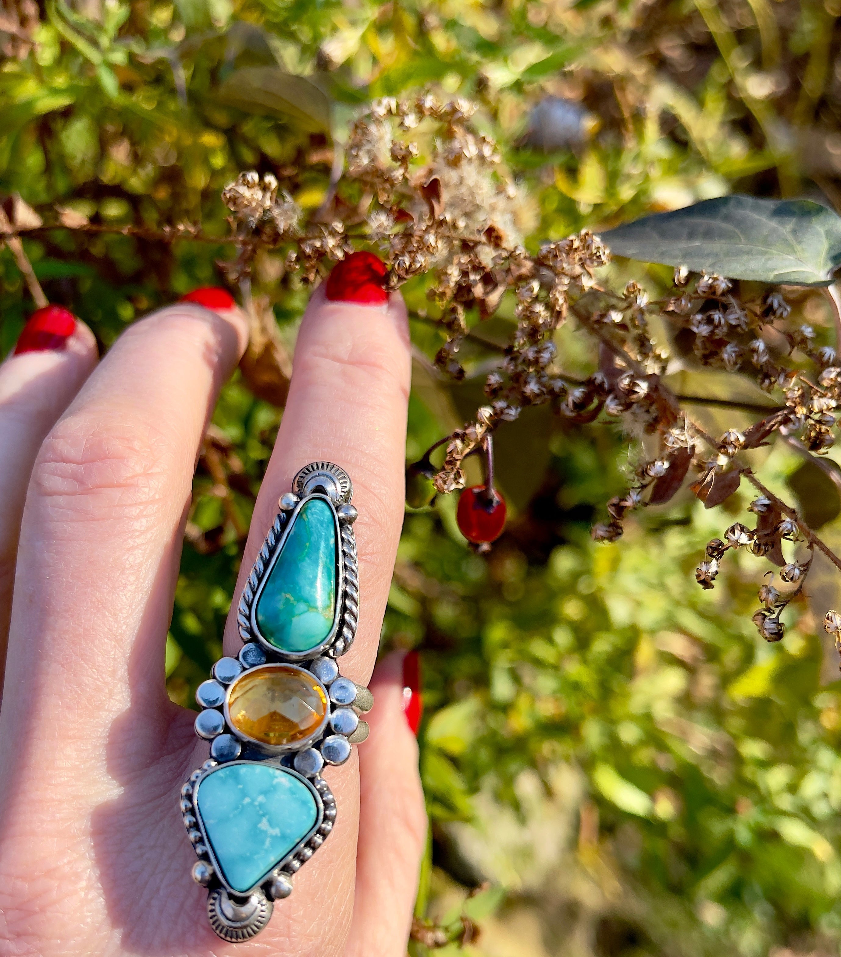 Turquoise Citrine Statement Ring - Finished to Size