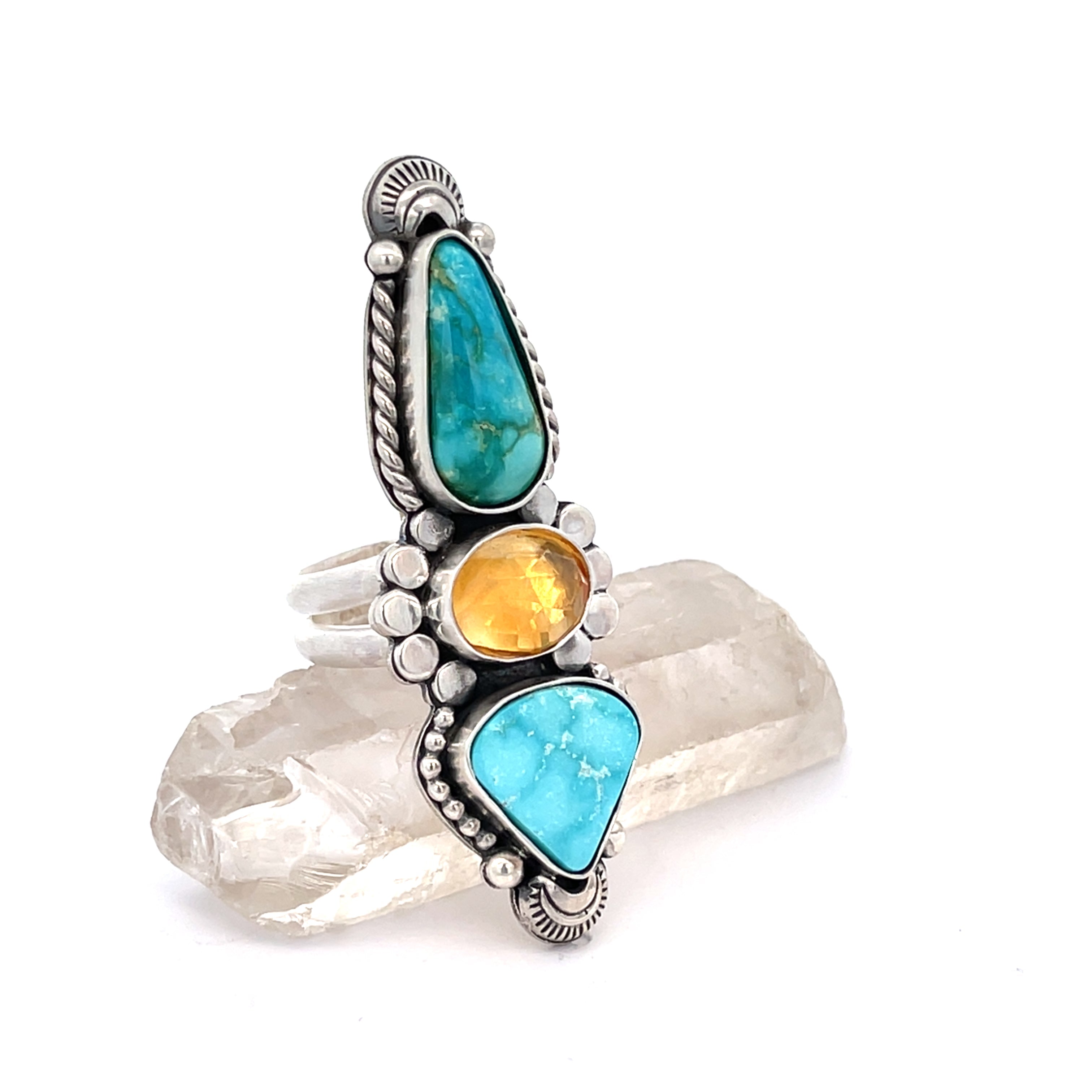 Turquoise Citrine Statement Ring - Finished to Size