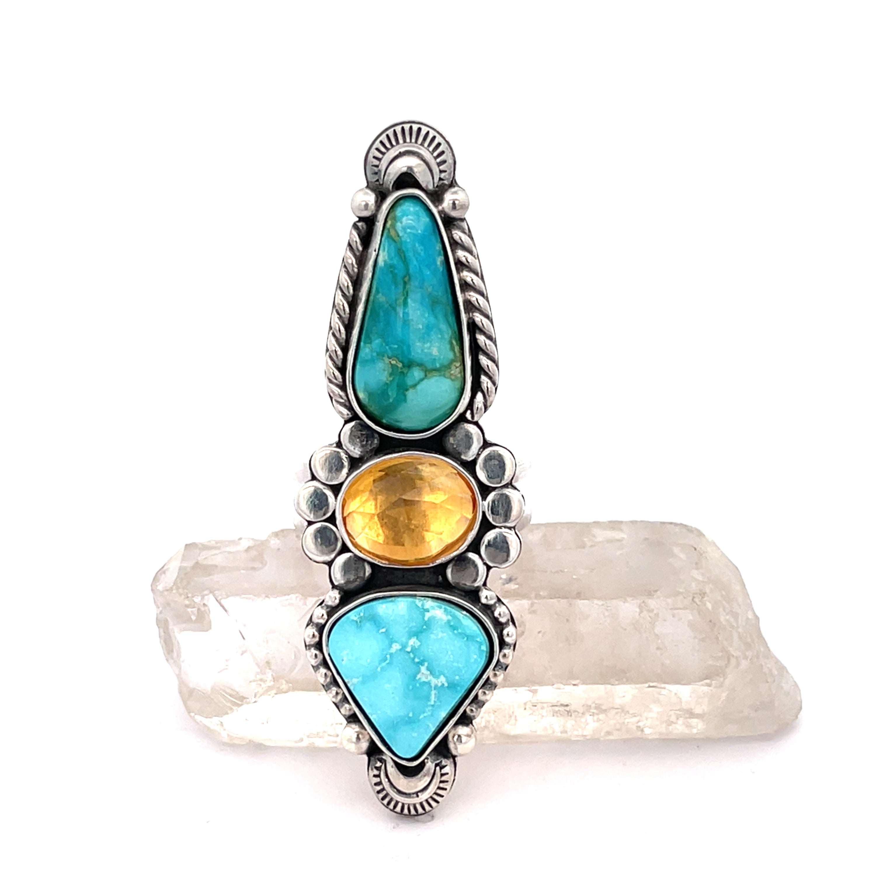 Turquoise Citrine Statement Ring - Finished to Size