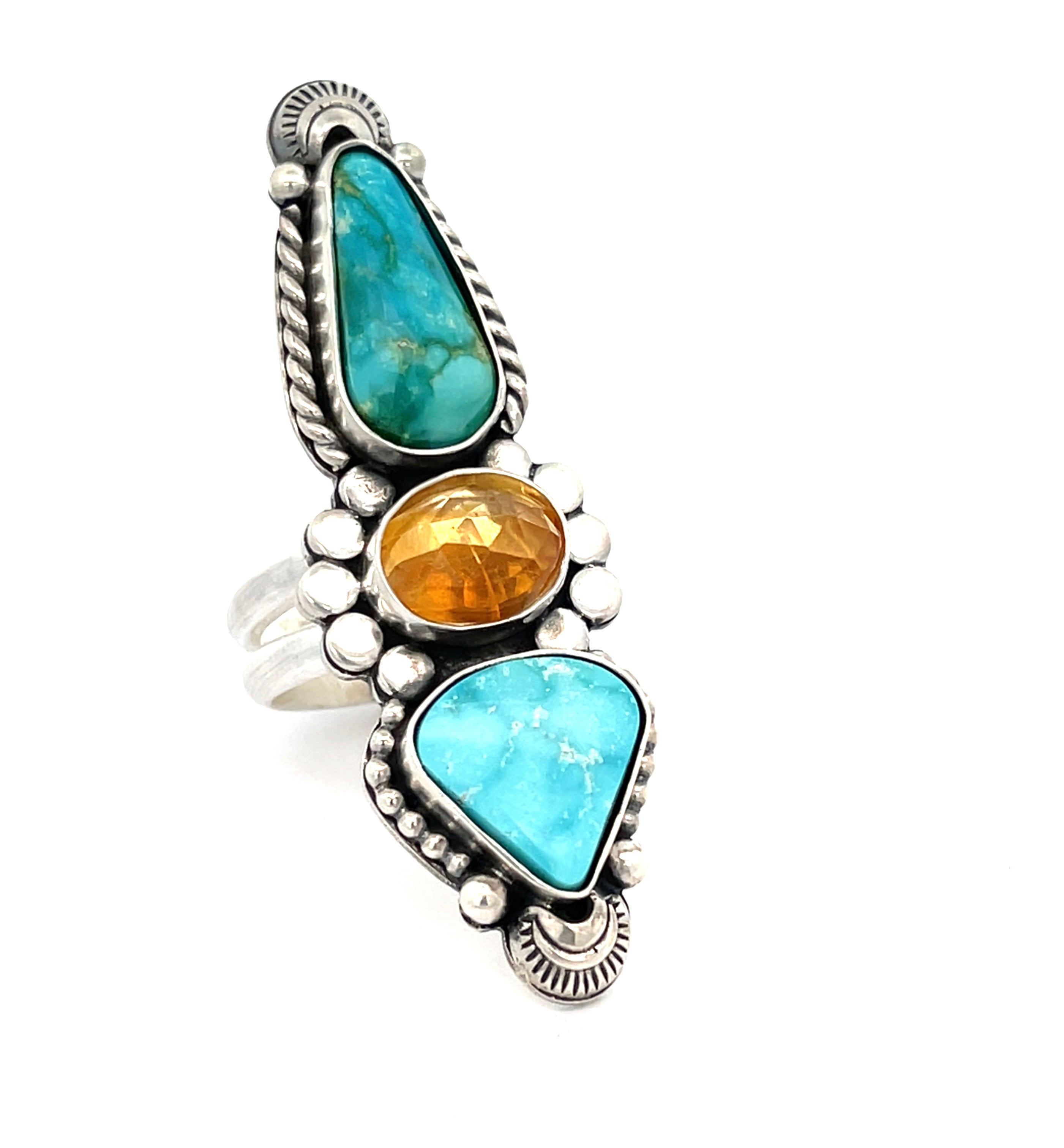 Turquoise Citrine Statement Ring - Finished to Size