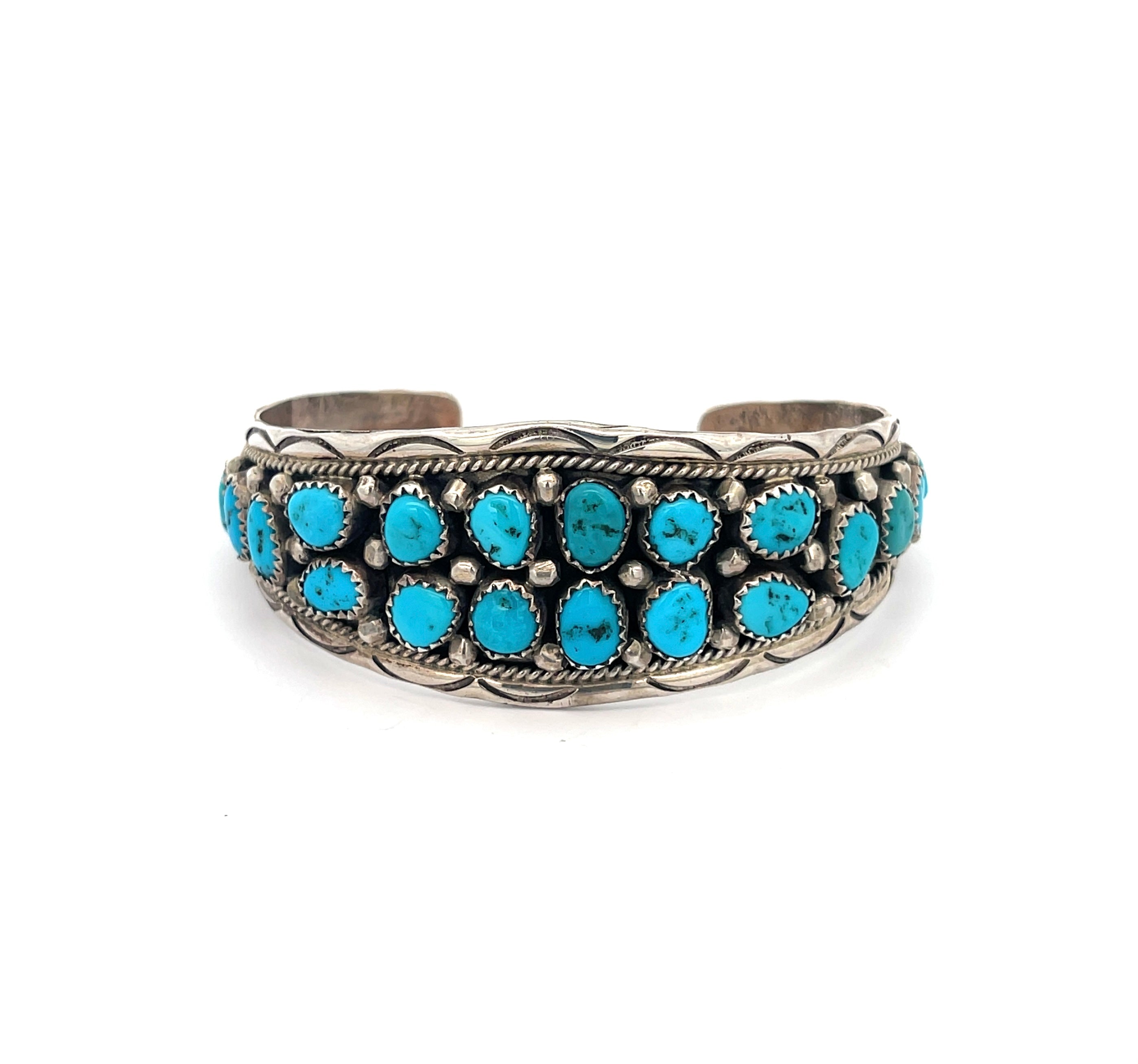 Turquoise Cluster Cuff Bracelet