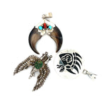 Turquoise Coral Badger Claw Pendant