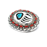 Turquoise Coral Bear Paw Belt Buckle