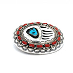 Turquoise Coral Bear Paw Belt Buckle
