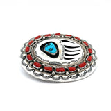 Turquoise Coral Bear Paw Belt Buckle