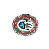 Turquoise Coral Bear Paw Belt Buckle