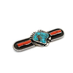 Turquoise Coral Brooch Pin