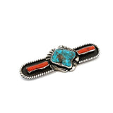 Turquoise Coral Brooch Pin