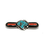 Turquoise Coral Brooch Pin