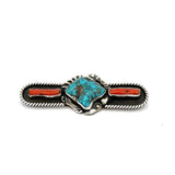 Turquoise Coral Brooch Pin