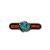 Turquoise Coral Brooch Pin