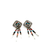 Turquoise Coral Onyx Lapis inlay Dangle Earrings