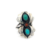 Turquoise Coral Ring Size 7