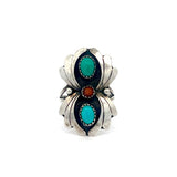 Turquoise Coral Ring Size 7