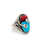 Turquoise Coral Snake Ring Size 11.25