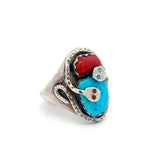 Turquoise Coral Snake Ring Size 11.25