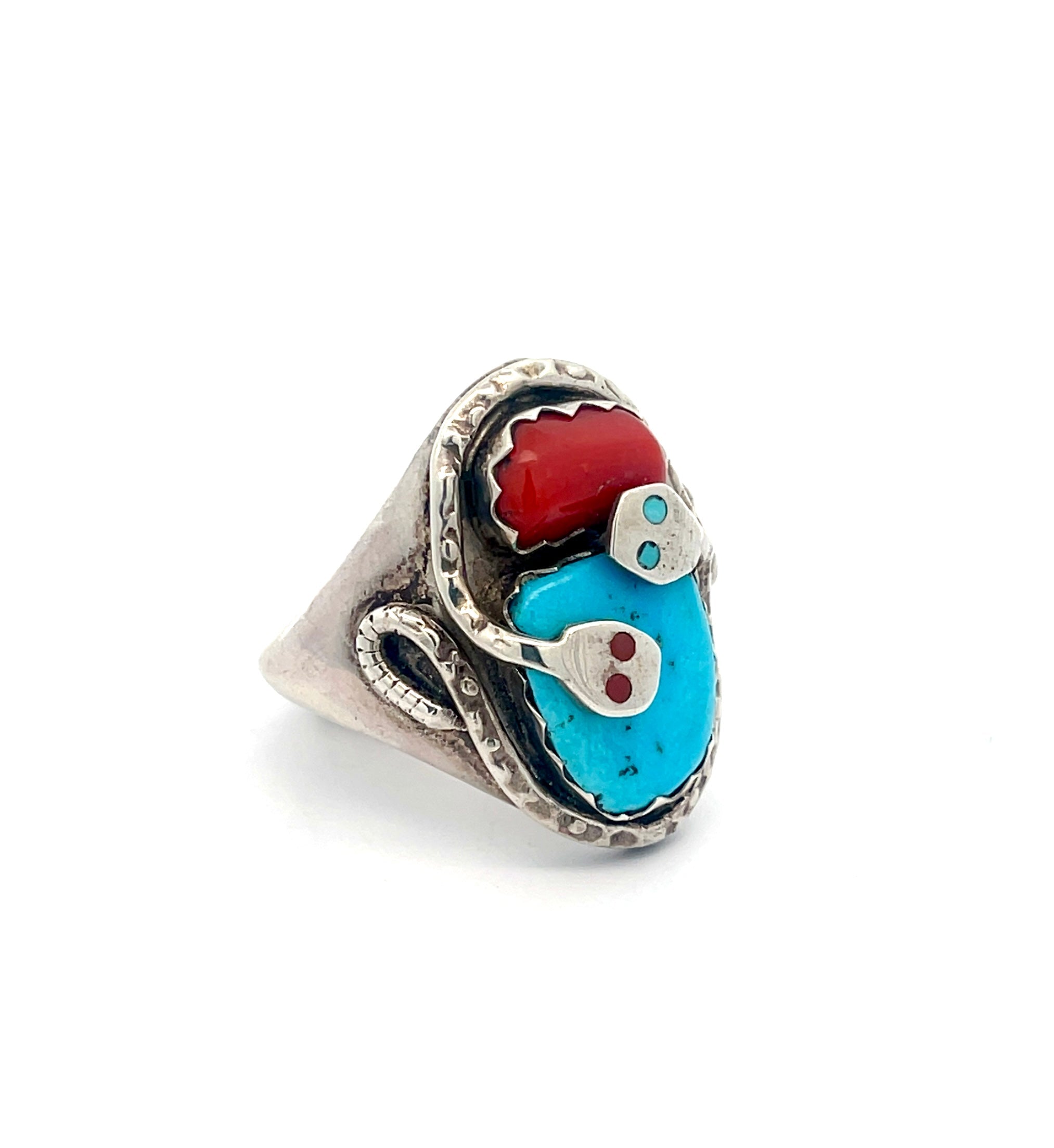 Turquoise Coral Snake Ring Size 11.25