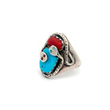 Turquoise Coral Snake Ring Size 11.25