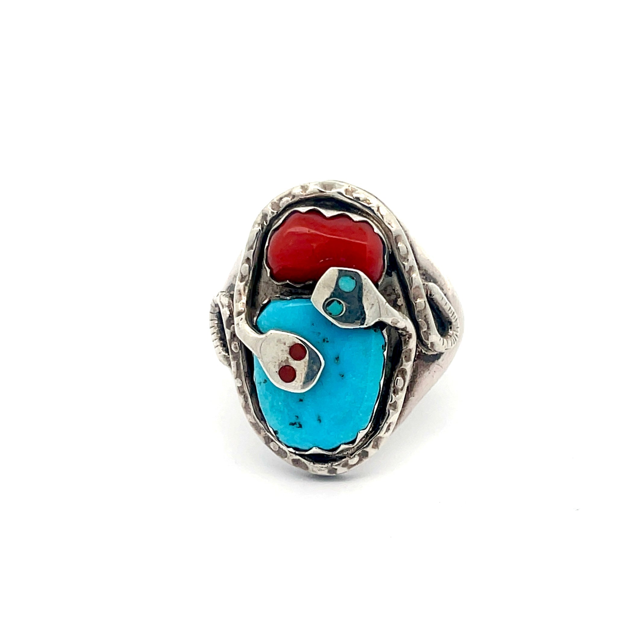 Turquoise Coral Snake Ring Size 11.25