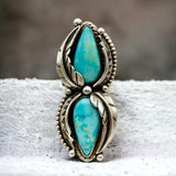 Turquoise Feather Ring Size 8.5