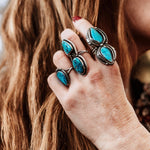Turquoise Feather Ring Size 8.5