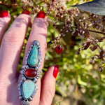 Turquoise Garnet Statement Ring - Finished to Size