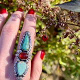 Turquoise Garnet Statement Ring - Finished to Size