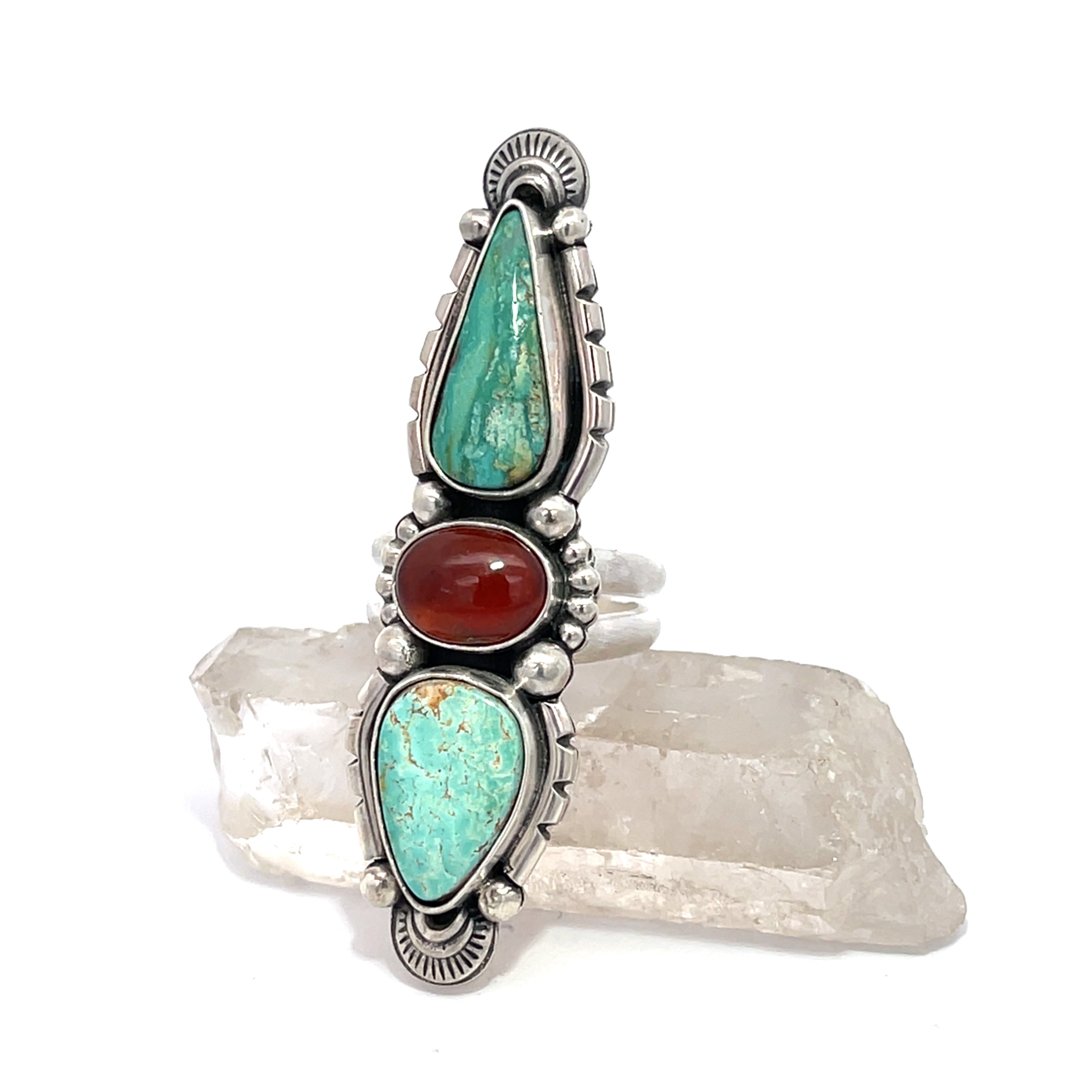 Turquoise Garnet Statement Ring - Finished to Size