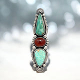 Turquoise Garnet Statement Ring - Finished to Size