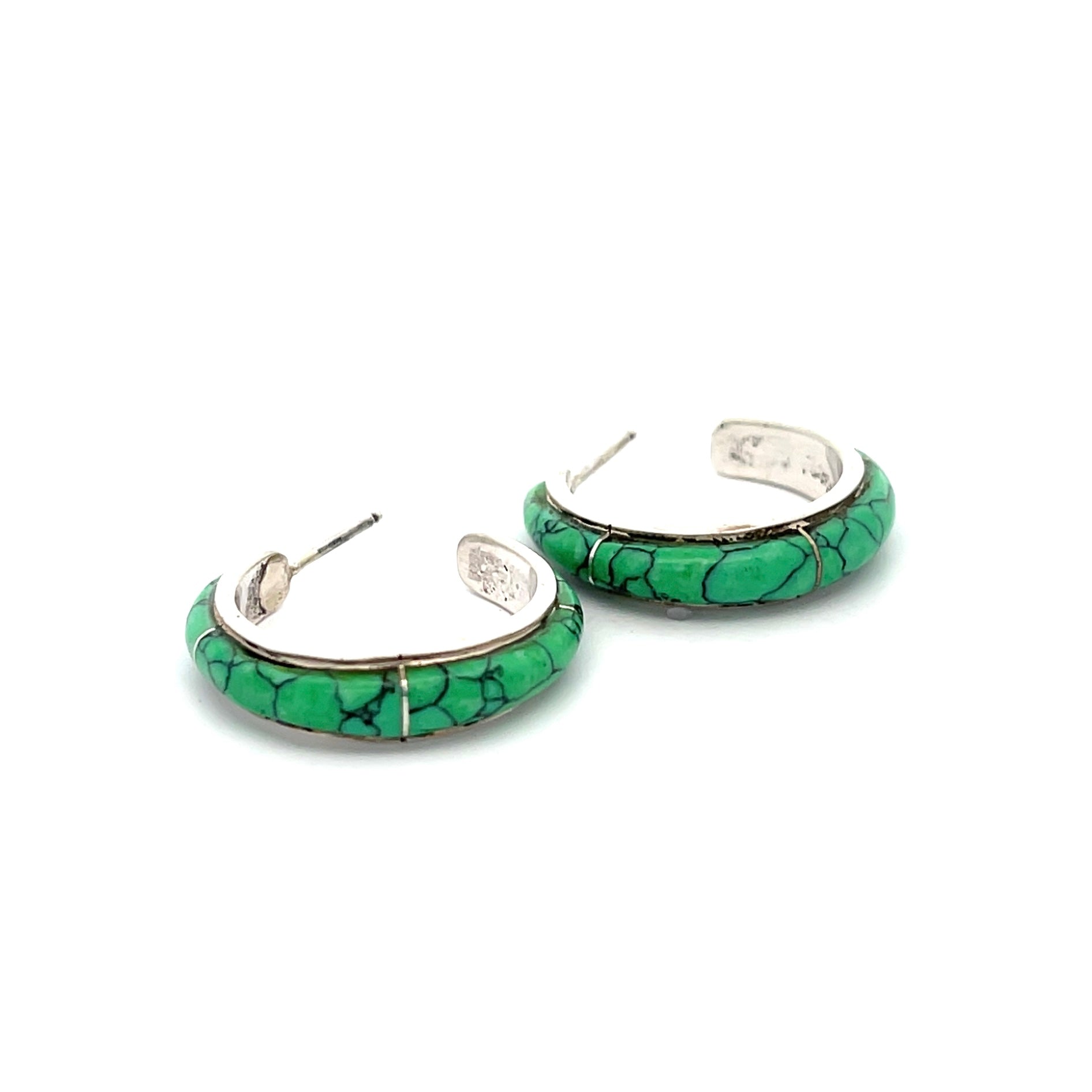 Turquoise Inlay Hoop Earrings