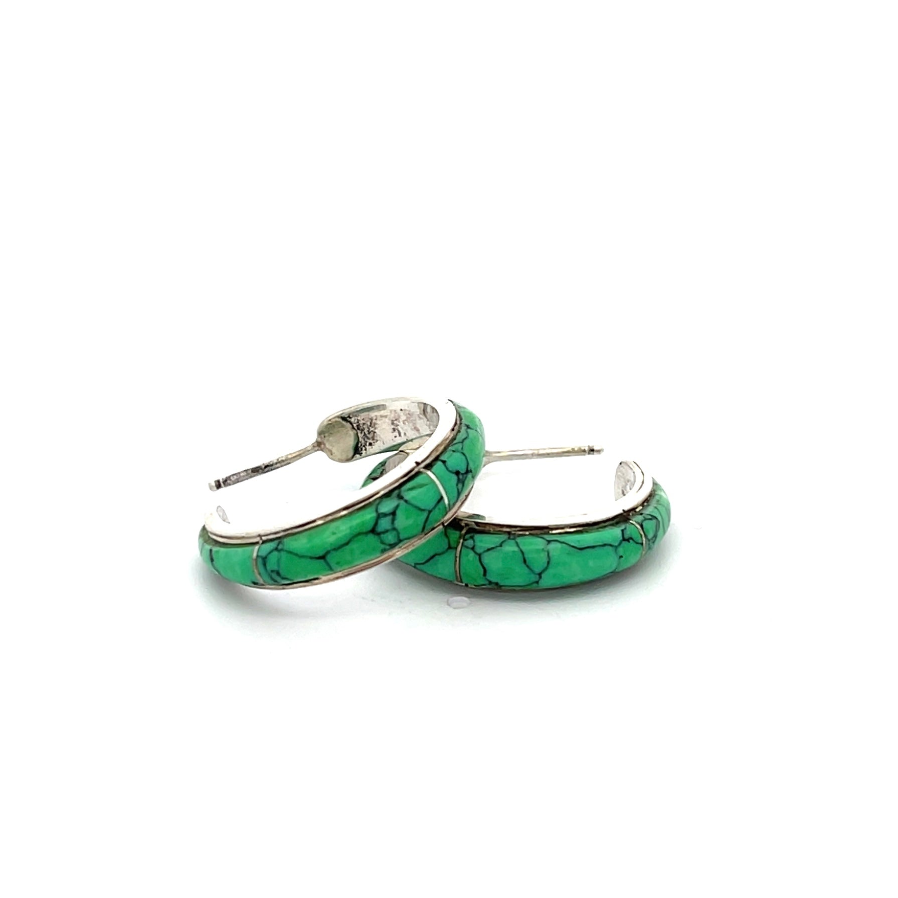 Turquoise Inlay Hoop Earrings