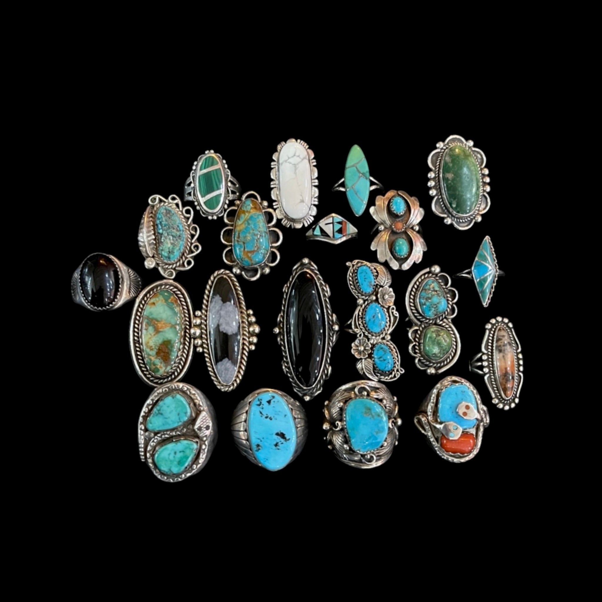Turquoise Inlay Ring Size 7.75