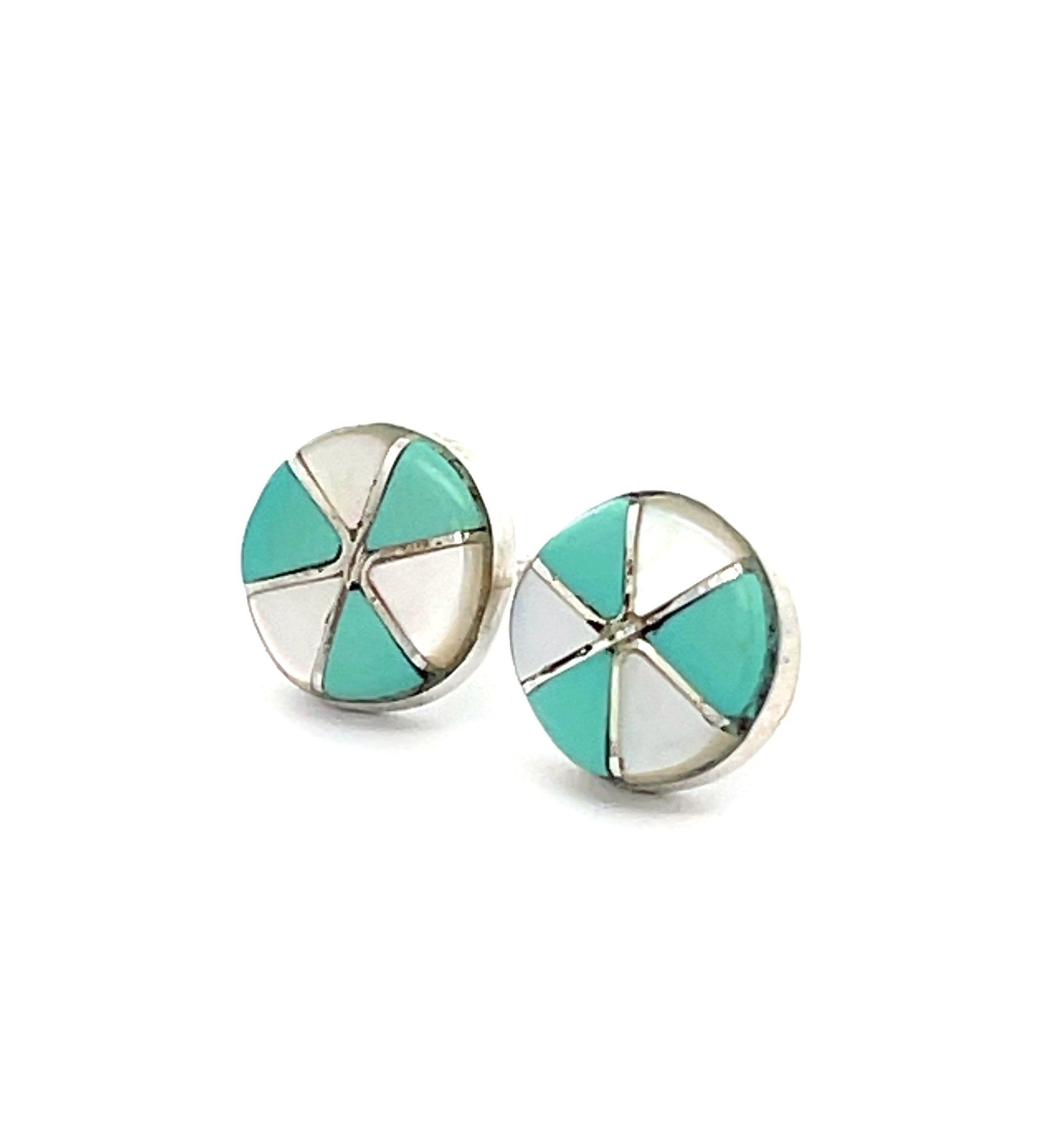 Turquoise Mother of Pearl inlay Stud Earrings