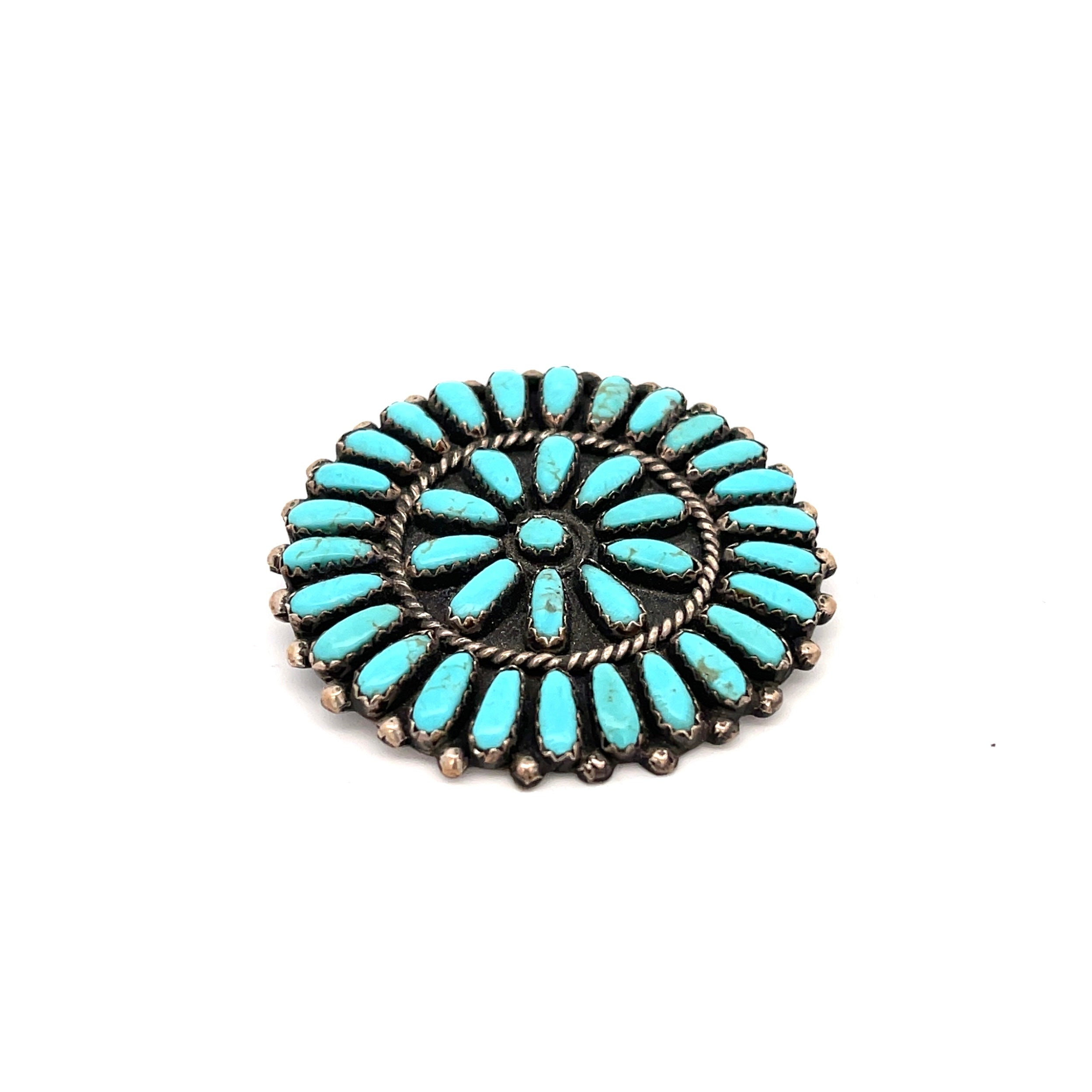 Turquoise Needle Point Brooch Pin