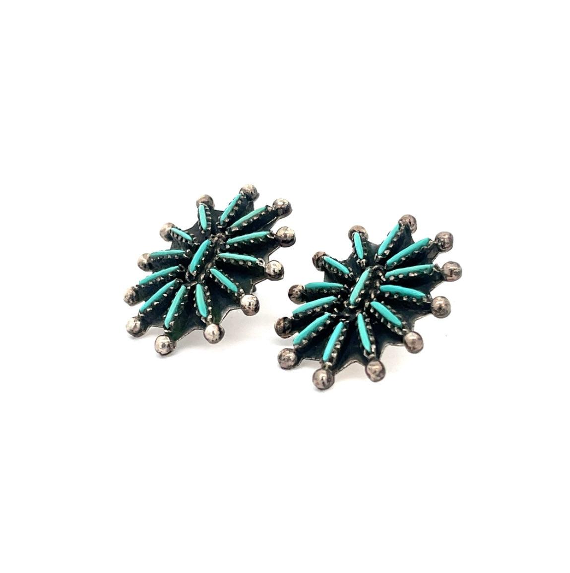 Turquoise Needlepoint Earrings