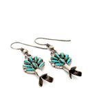 Turquoise Needlepoint Squash Blossom Earrings