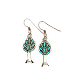 Turquoise Needlepoint Squash Blossom Earrings