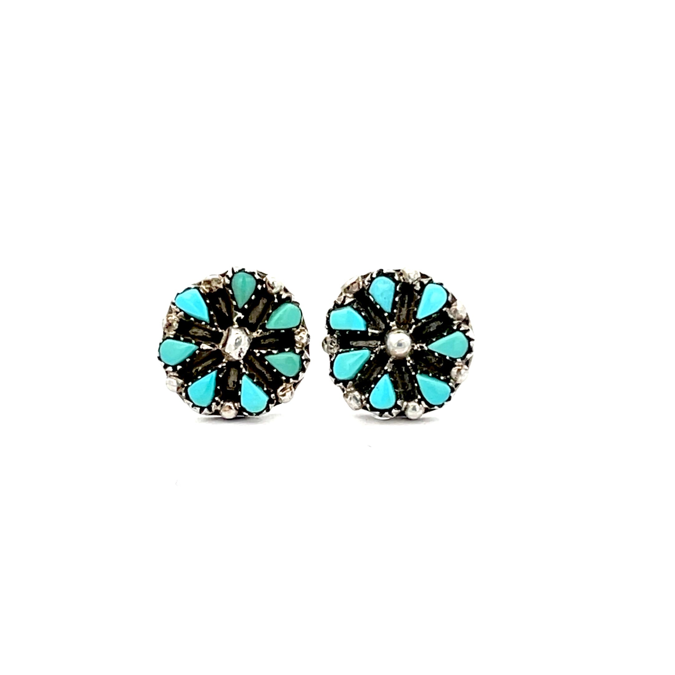 Turquoise Needlepoint Stud Earrings