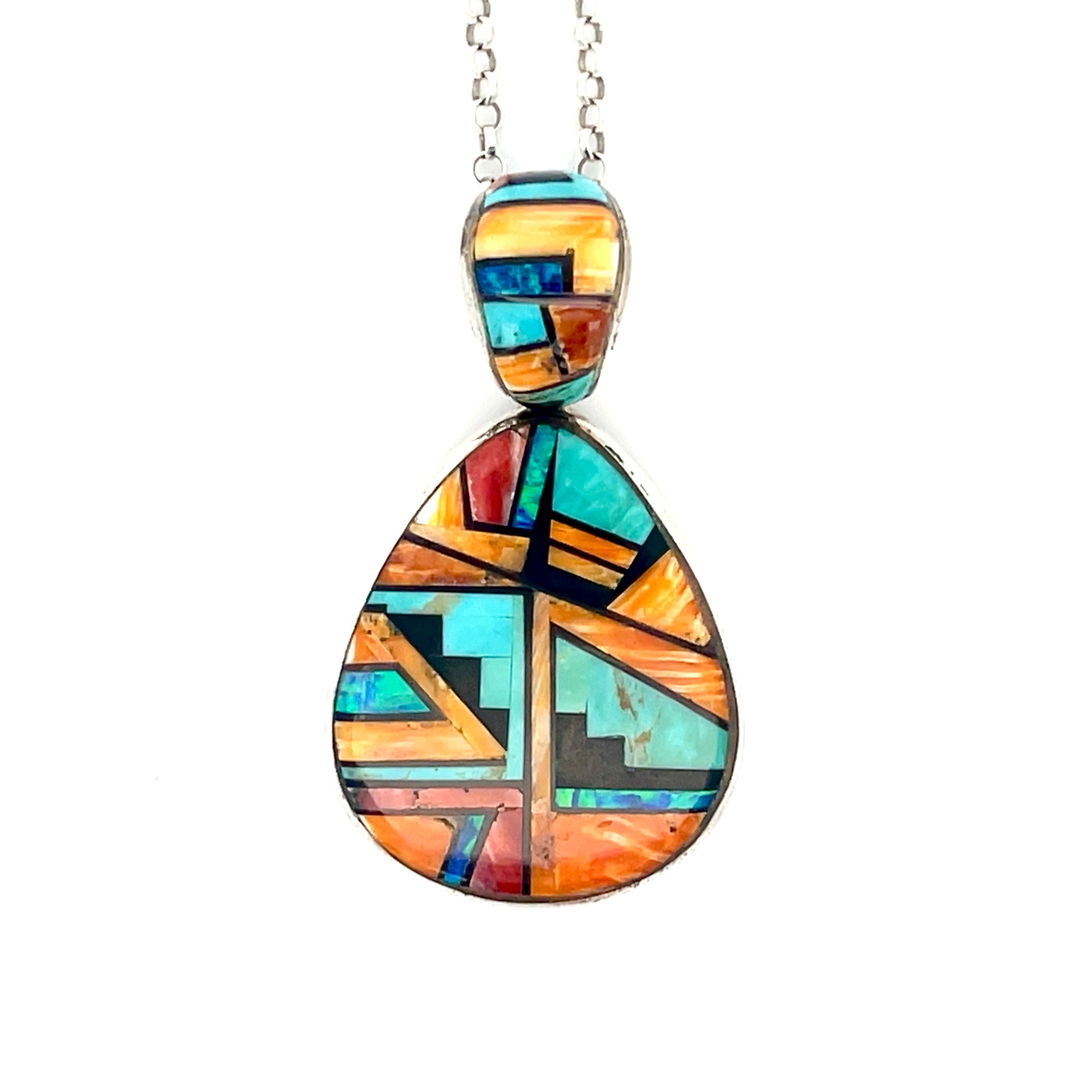 Turquoise Onyx Spiny Oyster Inlay Pendant