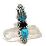 Turquoise Onyx Statement Ring Size 8.25